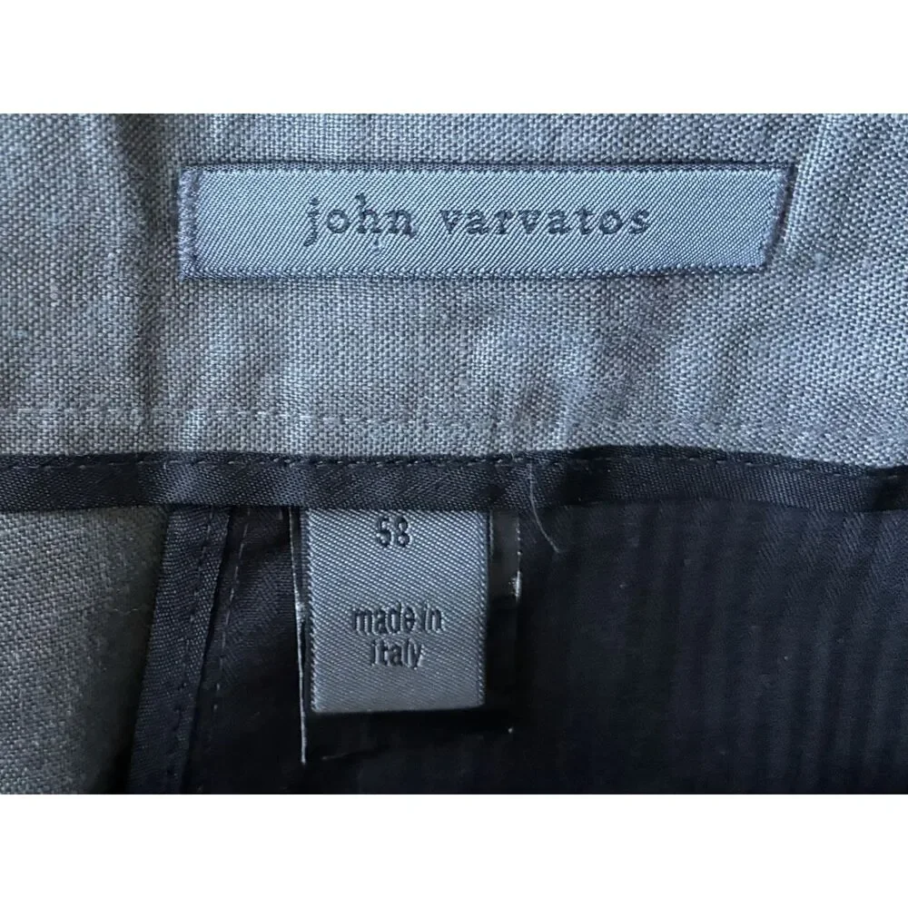 John Varvatos Gray 100% Linen Made in Italy Pants Trousers   Mens Size 58  US 38